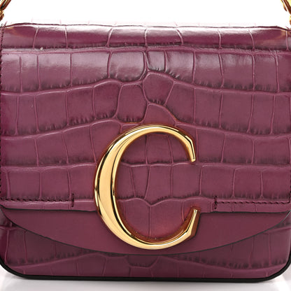 Chloe Calfskin Crocodile Embossed Mini C Double Carry Crushed Violet 7 of 12