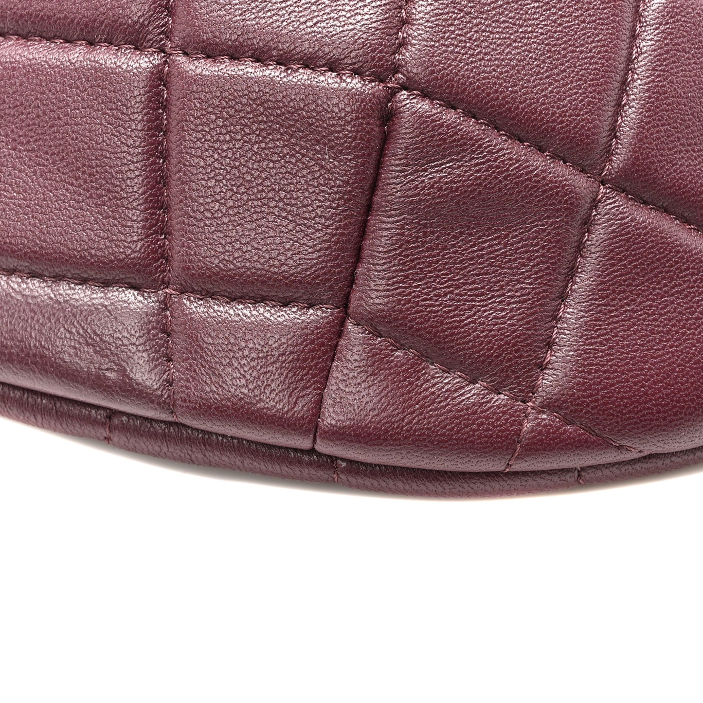 Shiny Lambskin Enamel Quilted Waist Bag Fanny Pack Burgundy