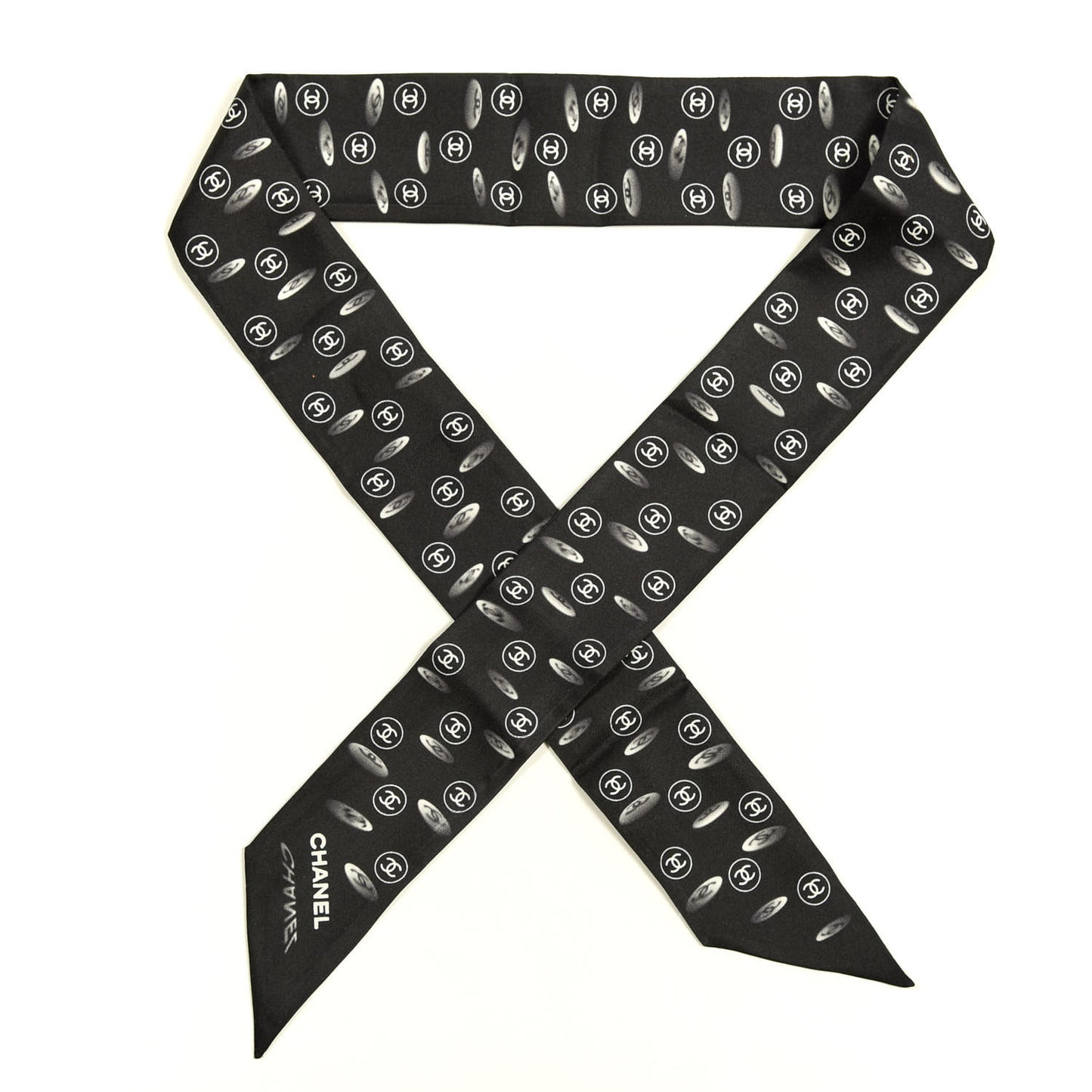 Silk CC Slim Bandeau Scarf Black