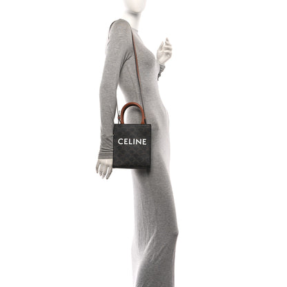 Celine Triomphe Canvas Calfskin Mini Vertical Cabas Tan 2 of 9