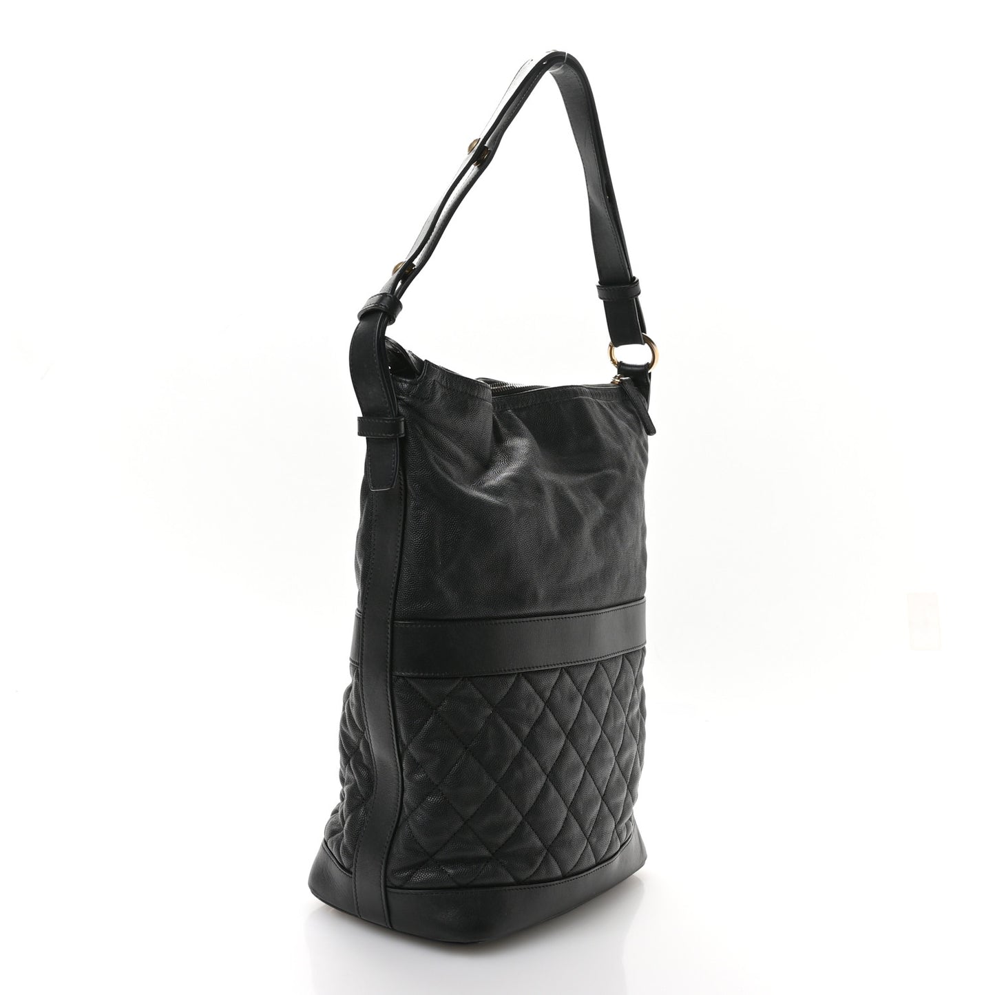 Caviar Lambskin Quilted Casual Style Hobo Black