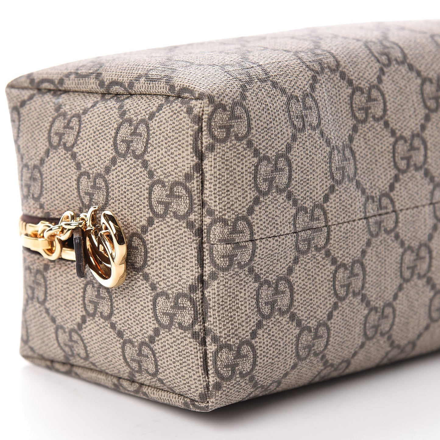Soft GG Supreme Monogram Calfskin Medium Ophidia Cosmetic Case Beige Ebony New Acero