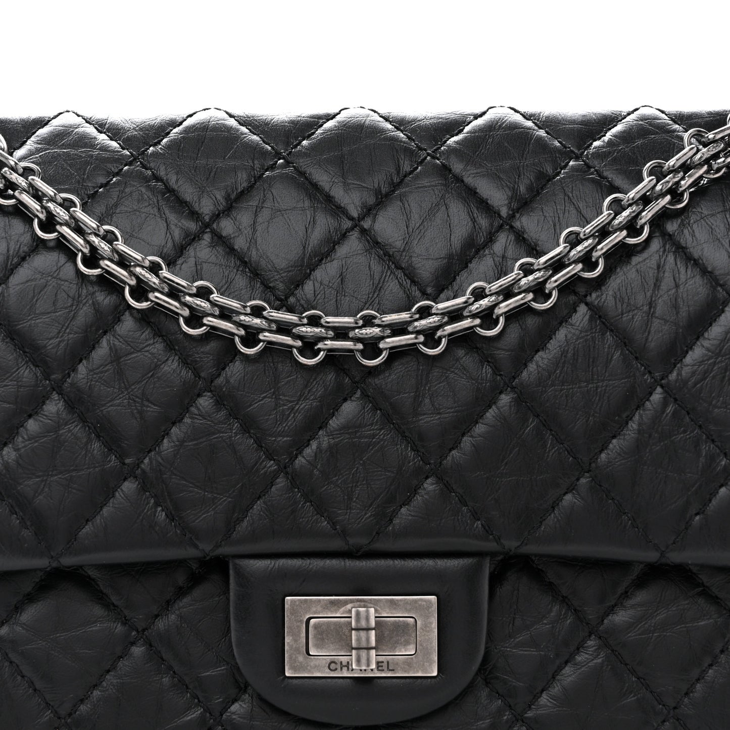 Aged Calfskin Quilted 2.55 Reissue 225 Flap Black
