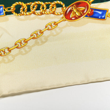 Gucci Silk Twill Chain Print Square Scarf Ivory Dark Green 6 of 6
