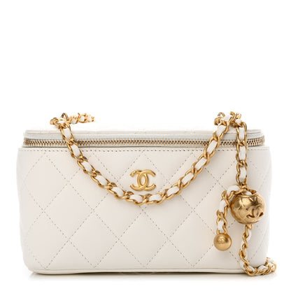 Chanel Lambskin Quilted Pearl Crush Small Vanity Case With Chain White 1 of 12