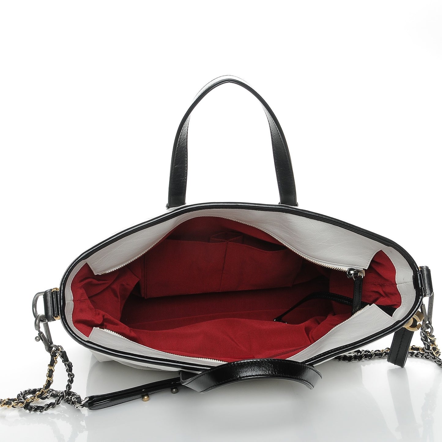 Calfskin Quilted Large Gabrielle Shopping Tote White Black