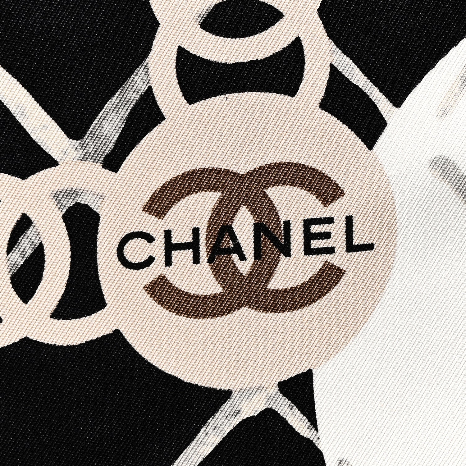 Chanel Silk Camellia CC Square Scarf Black 2 of 5