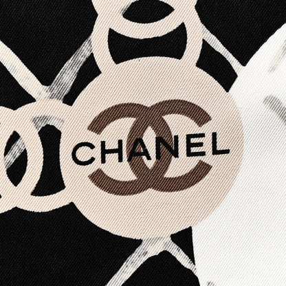Chanel Silk Camellia CC Square Scarf Black 2 of 5