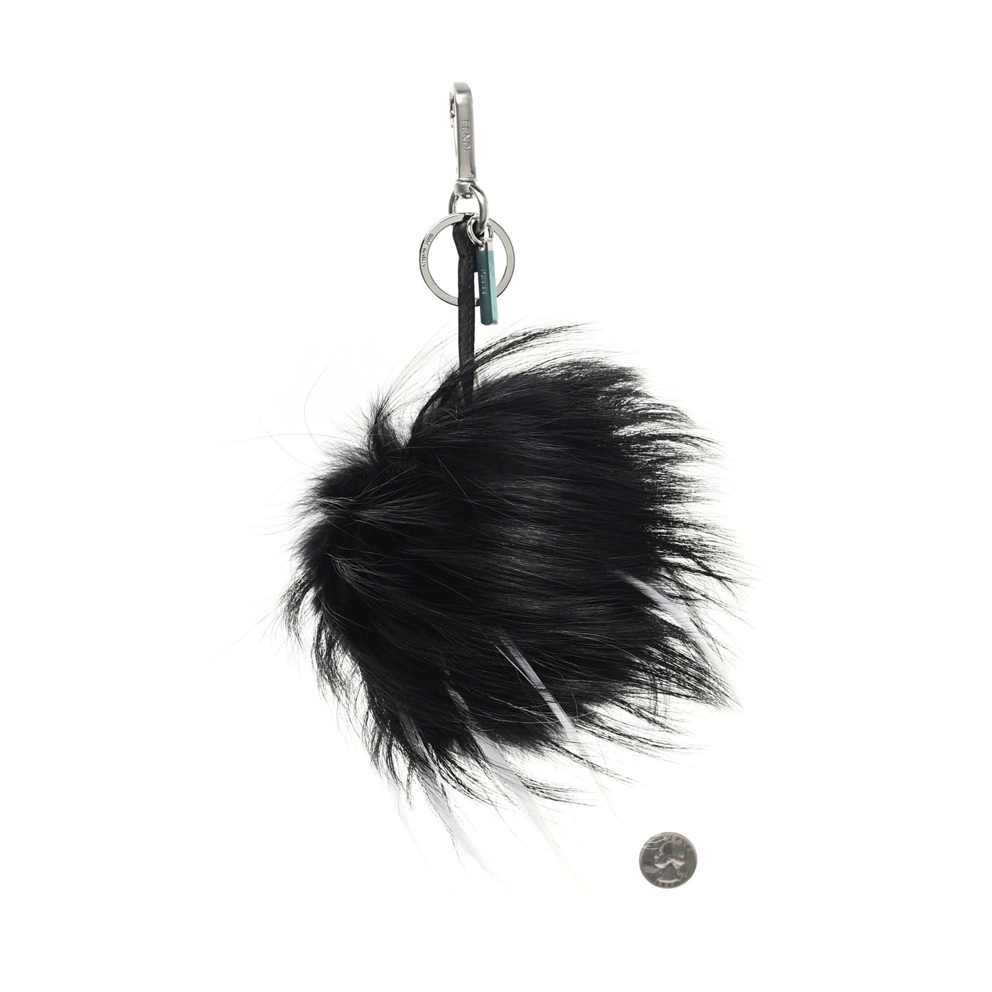 Cuoio Romano Goat Fox Fur Metal Stitch Triangle Monster Eyes Cube Bag Charm Black White