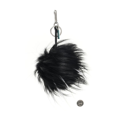 Fendi Cuoio Romano Goat Fox Fur Metal Stitch Triangle Monster Eyes Cube Bag Charm Black White 2 of 5