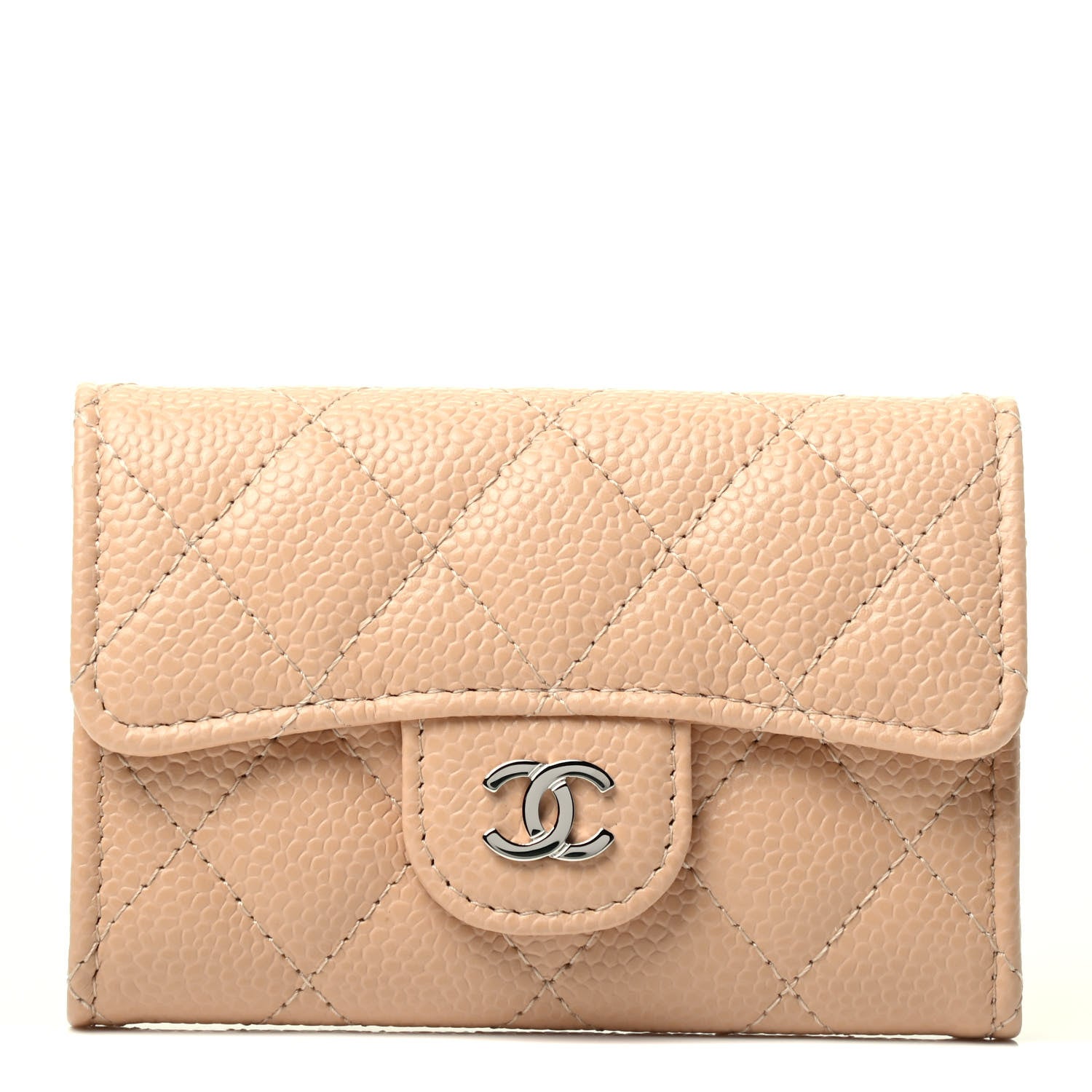 Chanel Caviar Quilted Flap Card Holder Wallet Beige 1 of 3