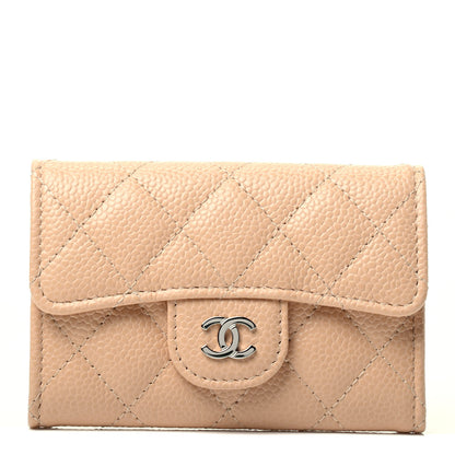 Chanel Caviar Quilted Flap Card Holder Wallet Beige 1 of 3