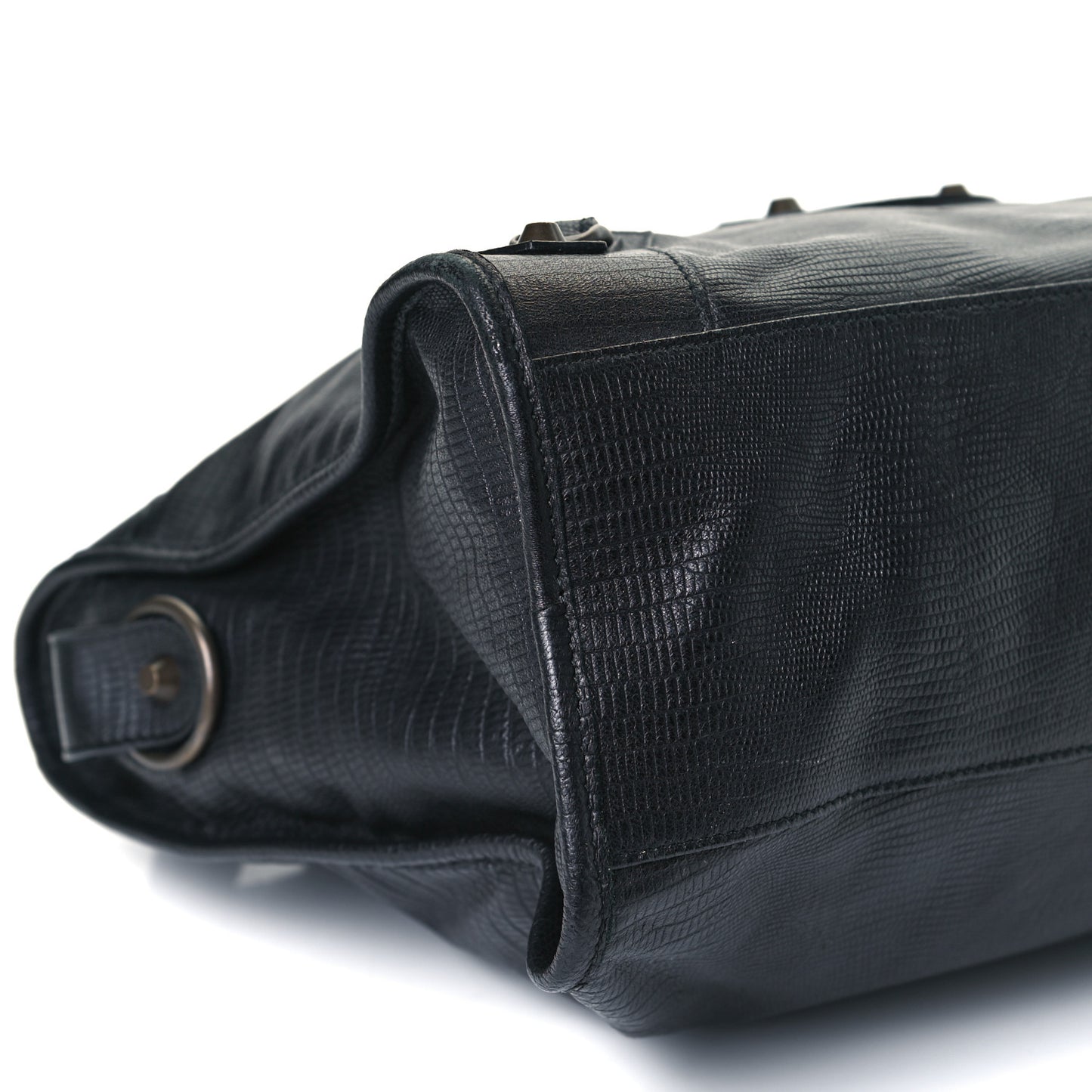 Calfskin Lizard Embossed Classic Hardware City Black