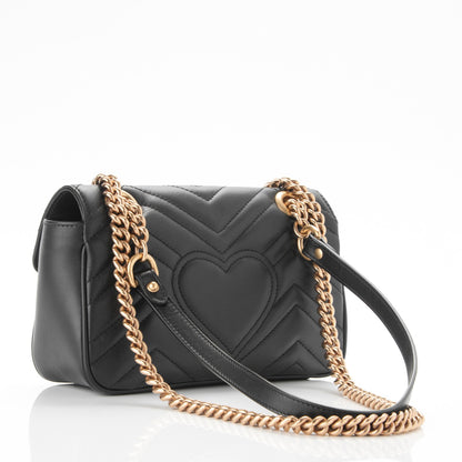 Gucci Calfskin Matelasse Mini GG Marmont Shoulder Bag Black 3 of 7