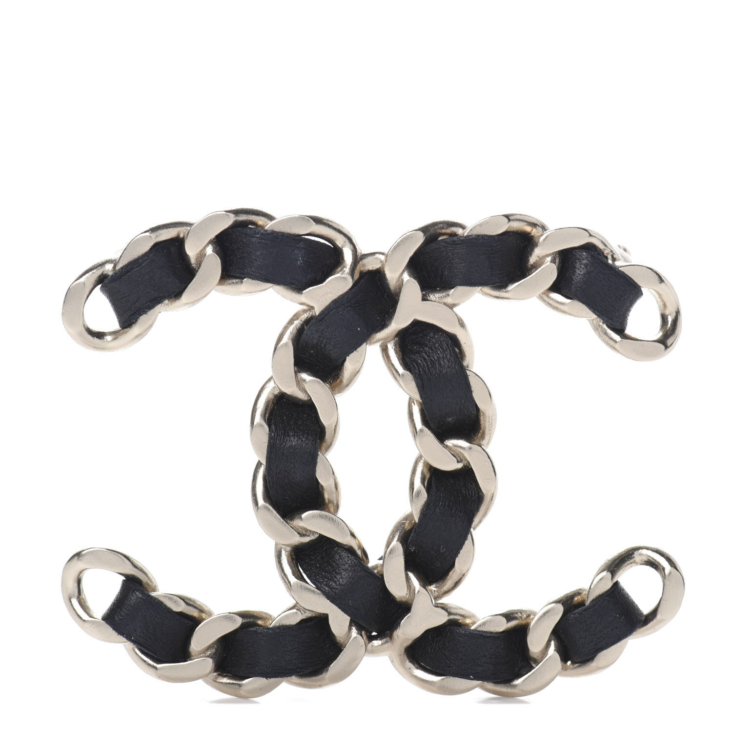 Chanel Lambskin Chain CC Brooch Black Gold 1 of 4