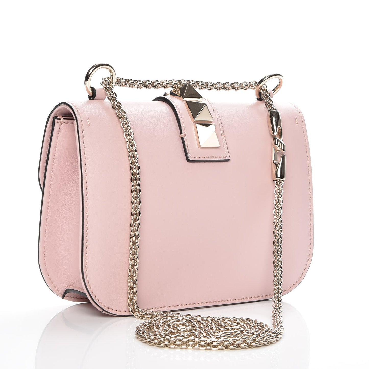 Vitello Small Glam Lock Rockstud Flap Water Rose