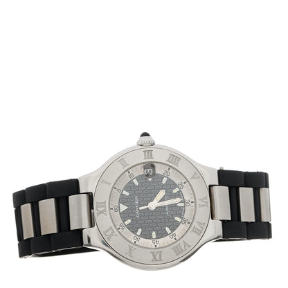 Cartier Stainless Steel Rubber 37mm Must de 21 Autoscaph Automatic Watch Black 3 of 5