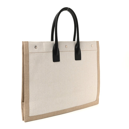 Saint Laurent Linen Calfskin Rive Gauche Tote Optic White 3 of 9