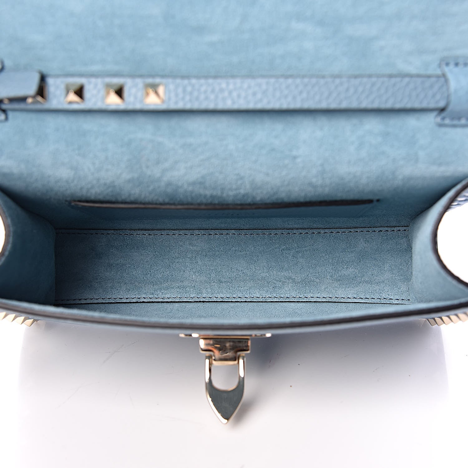 Valentino Garavani Pebbled Calfskin Medium Rockstud Flip Lock Crossbody Bag Light Blue 5 of 10