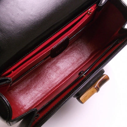 Gucci Leather Bamboo Handle Party Handbag Black 6 of 8