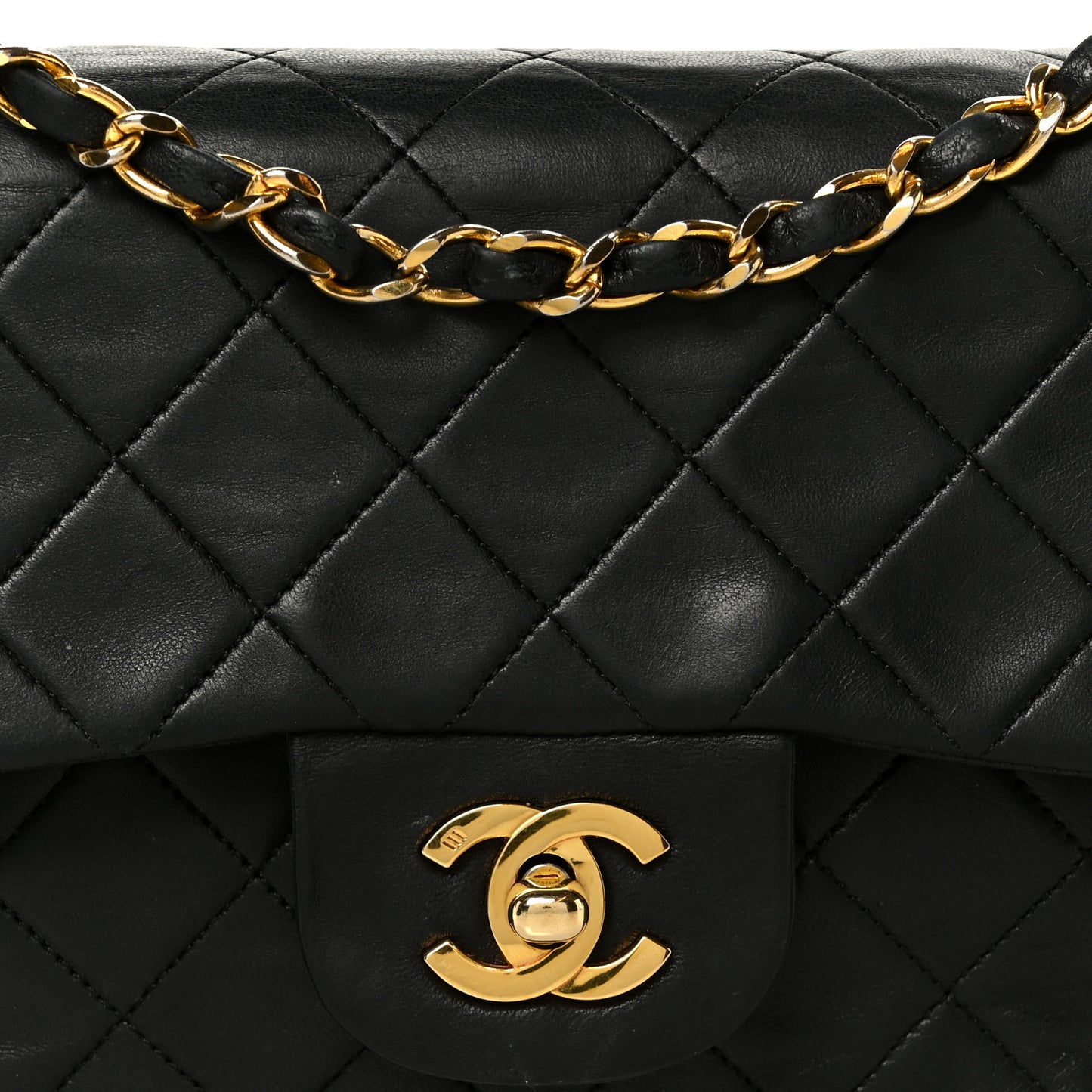Lambskin Quilted Small Double Flap Black