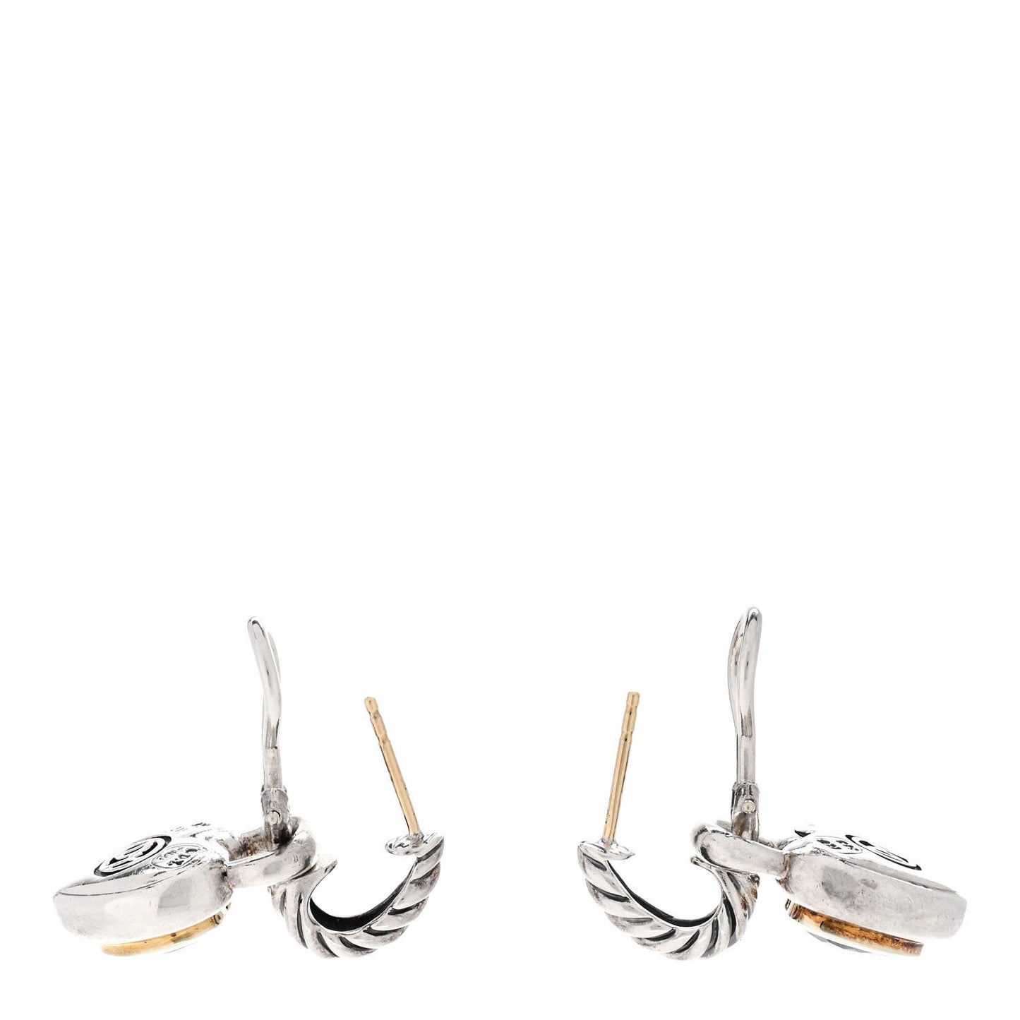 Sterling Silver 14K Yellow Gold Garnet Heart Earrings