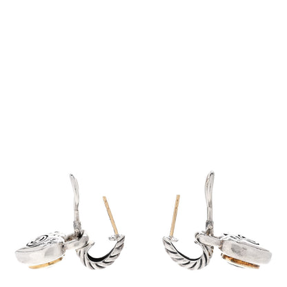 David Yurman Sterling Silver 14K Yellow Gold Garnet Heart Earrings 3 of 4