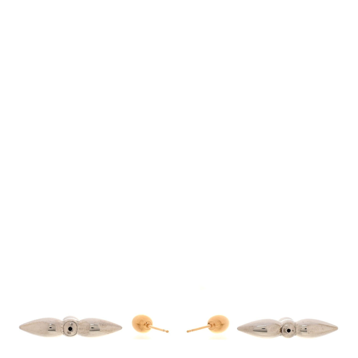Louis Vuitton Metal Louisette Earrings Silver Gold 3 of 4