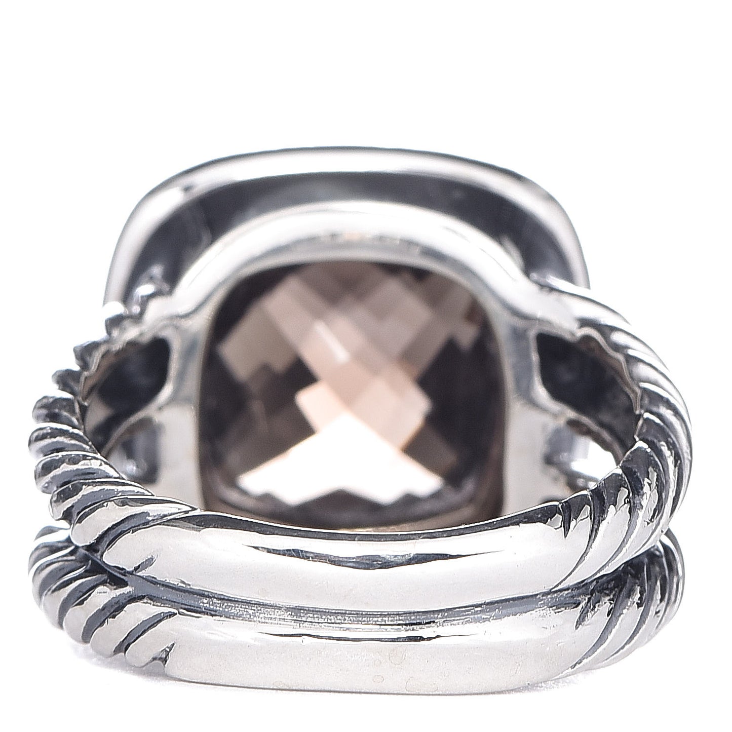 Sterling Silver Smoky Quartz Diamond 11mm Moonlight Ice Albion Ring 52/6