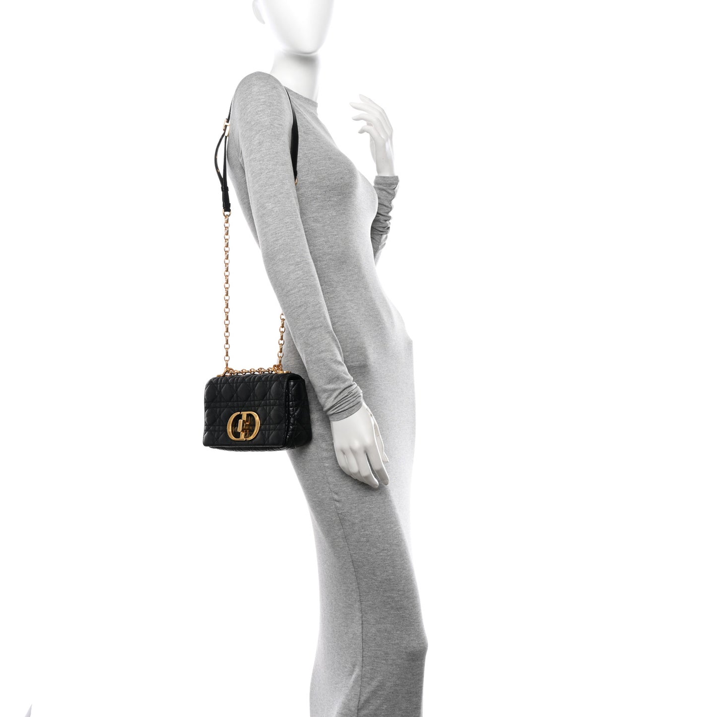 Calfskin Cannage Small Caro Bag Black