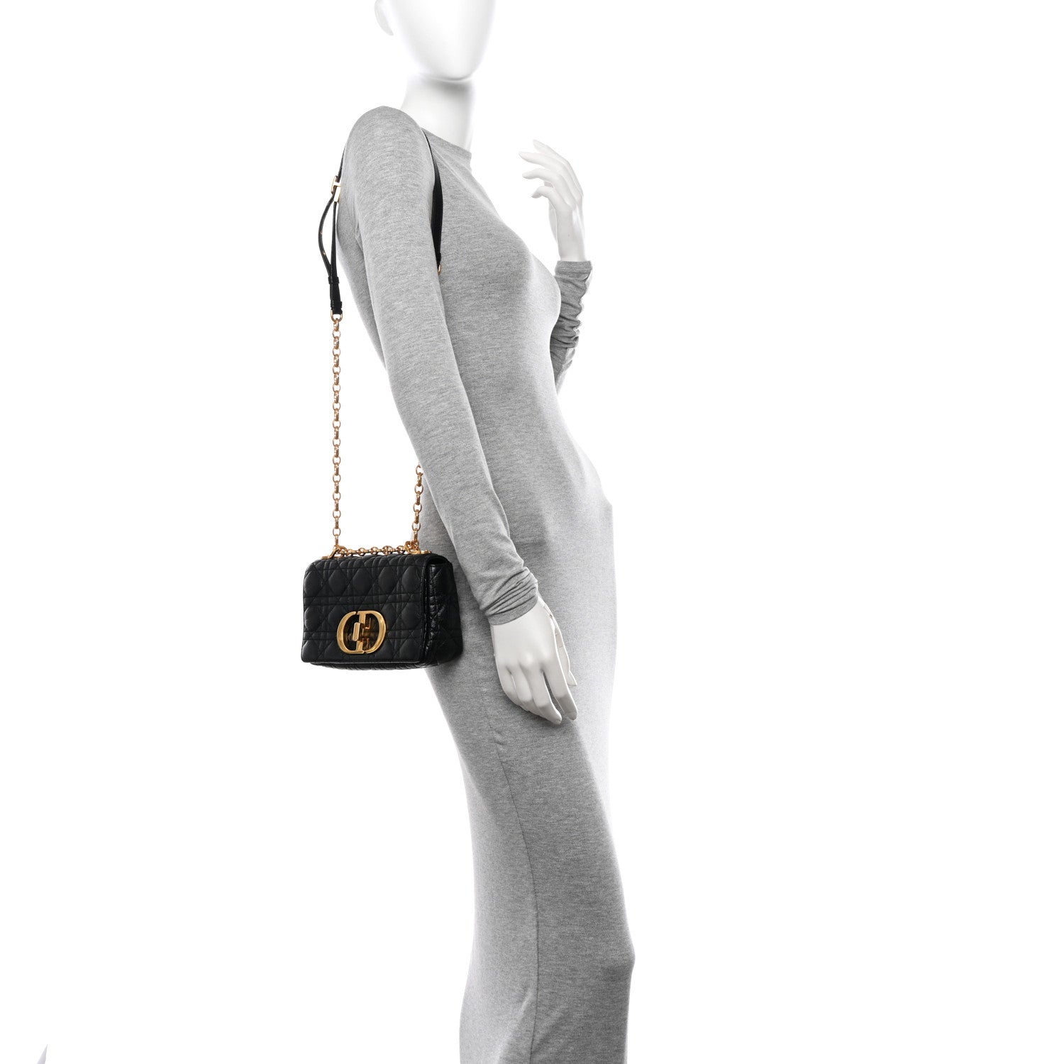 Christian Dior Calfskin Cannage Small Caro Bag Black 2 of 12