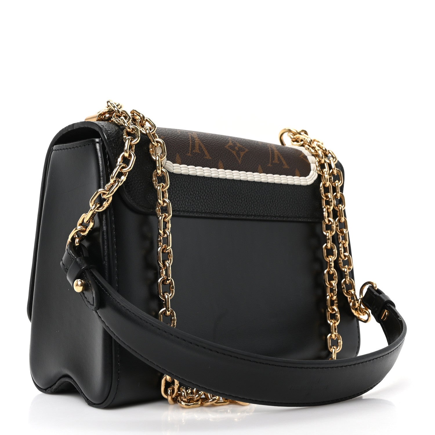 Louis Vuitton Calfskin Monogram Braided Twist Shoulder Bag MM Black 4 of 10