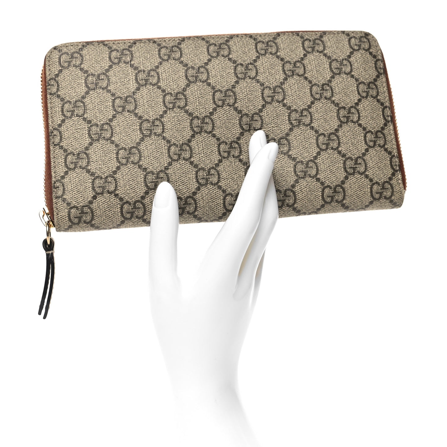 GG Supreme Monogram Cuoio Toscano Zip Around Organizer Wallet Beige Ebony Cuir
