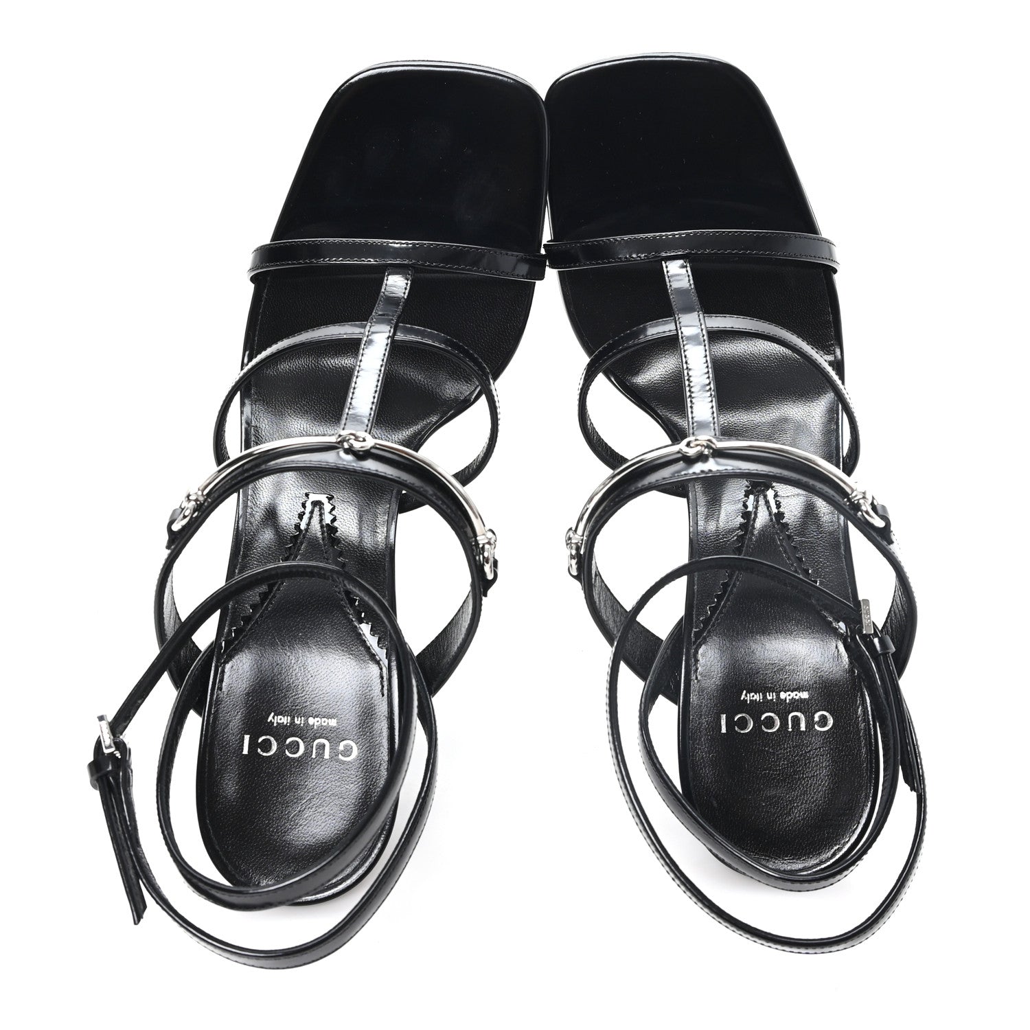 Gucci Nappa Regent Strappy Horsebit Sandals 39 Black 2 of 9