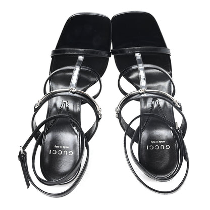 Gucci Nappa Regent Strappy Horsebit Sandals 39 Black 2 of 9