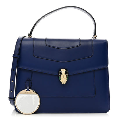 Bulgari Calfskin Large Serpenti Forever Top Handle Blue 1 of 12