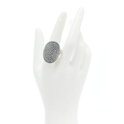 David Yurman Sterling Silver Diamond Cable Coil Ring 56 7.75 2 of 5