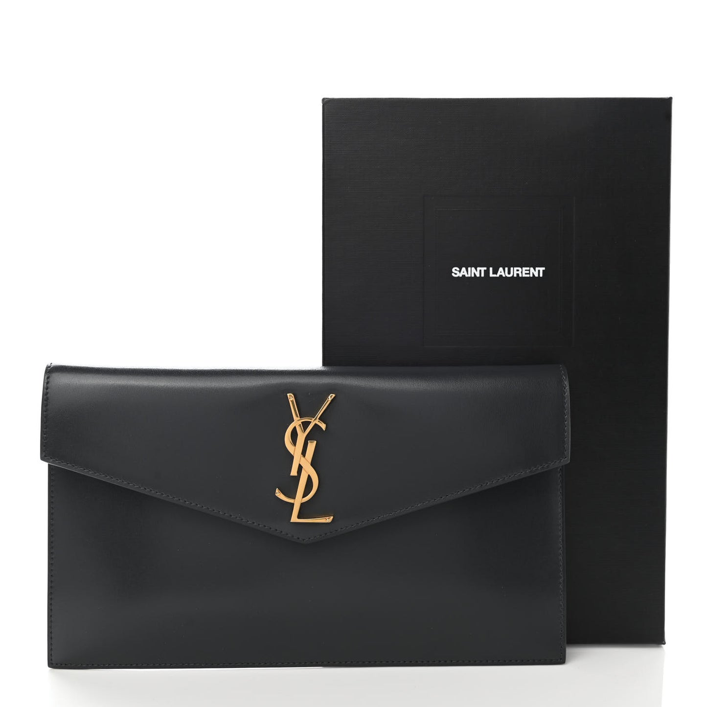 Smooth Shiny Calfskin Uptown Pouch Storm
