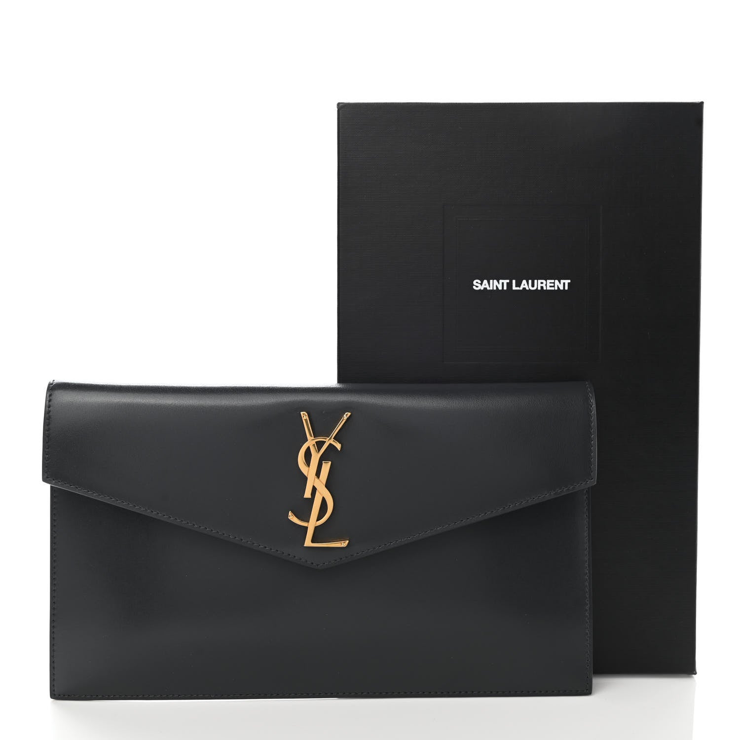 Saint Laurent Smooth Shiny Calfskin Uptown Pouch Storm 8 of 8