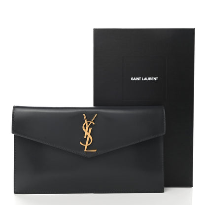 Saint Laurent Smooth Shiny Calfskin Uptown Pouch Storm 8 of 8