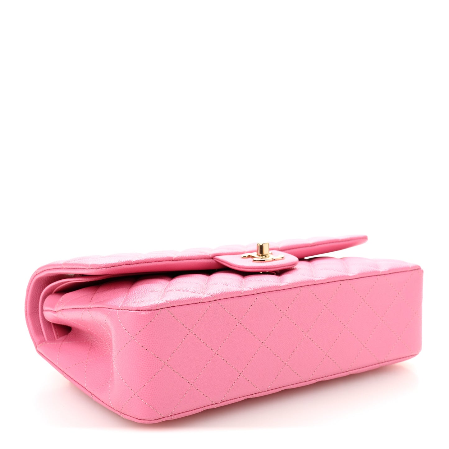 Caviar Quilted Medium Double Flap Pink