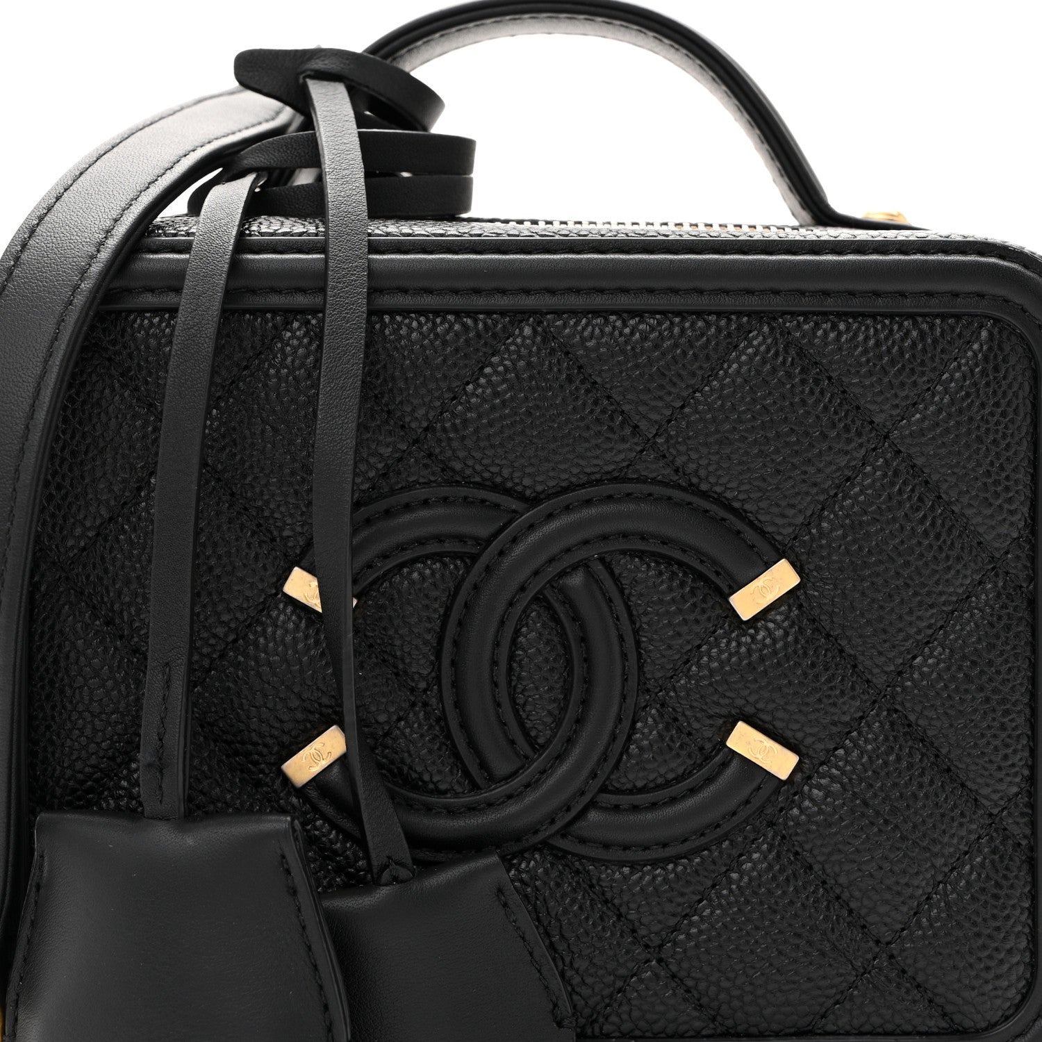 Chanel Caviar Quilted Small CC Filigree Vanity Case Black 8 of 10