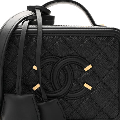 Chanel Caviar Quilted Small CC Filigree Vanity Case Black 8 of 10