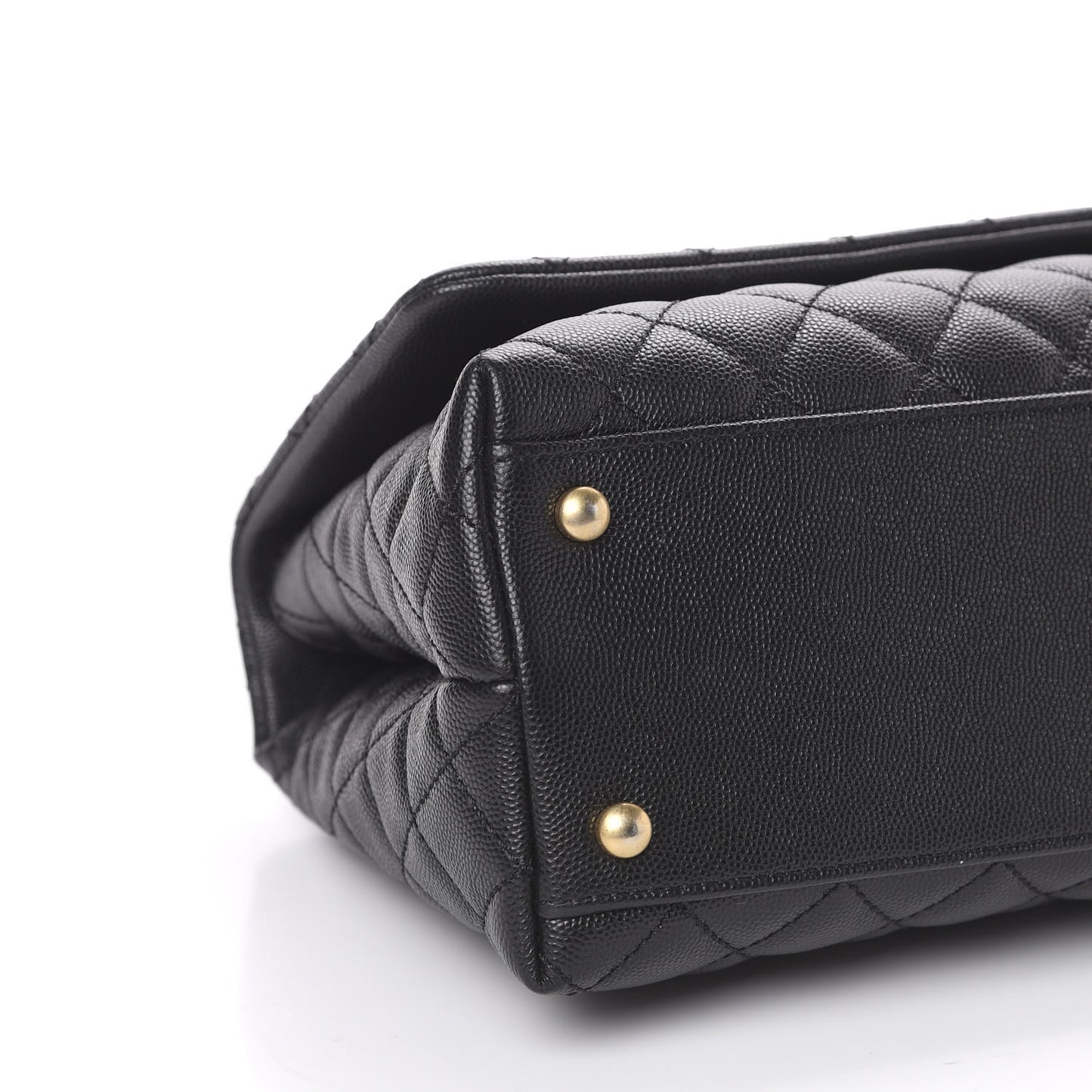 Caviar Lizard Embossed Quilted Small Coco Handle Flap Black