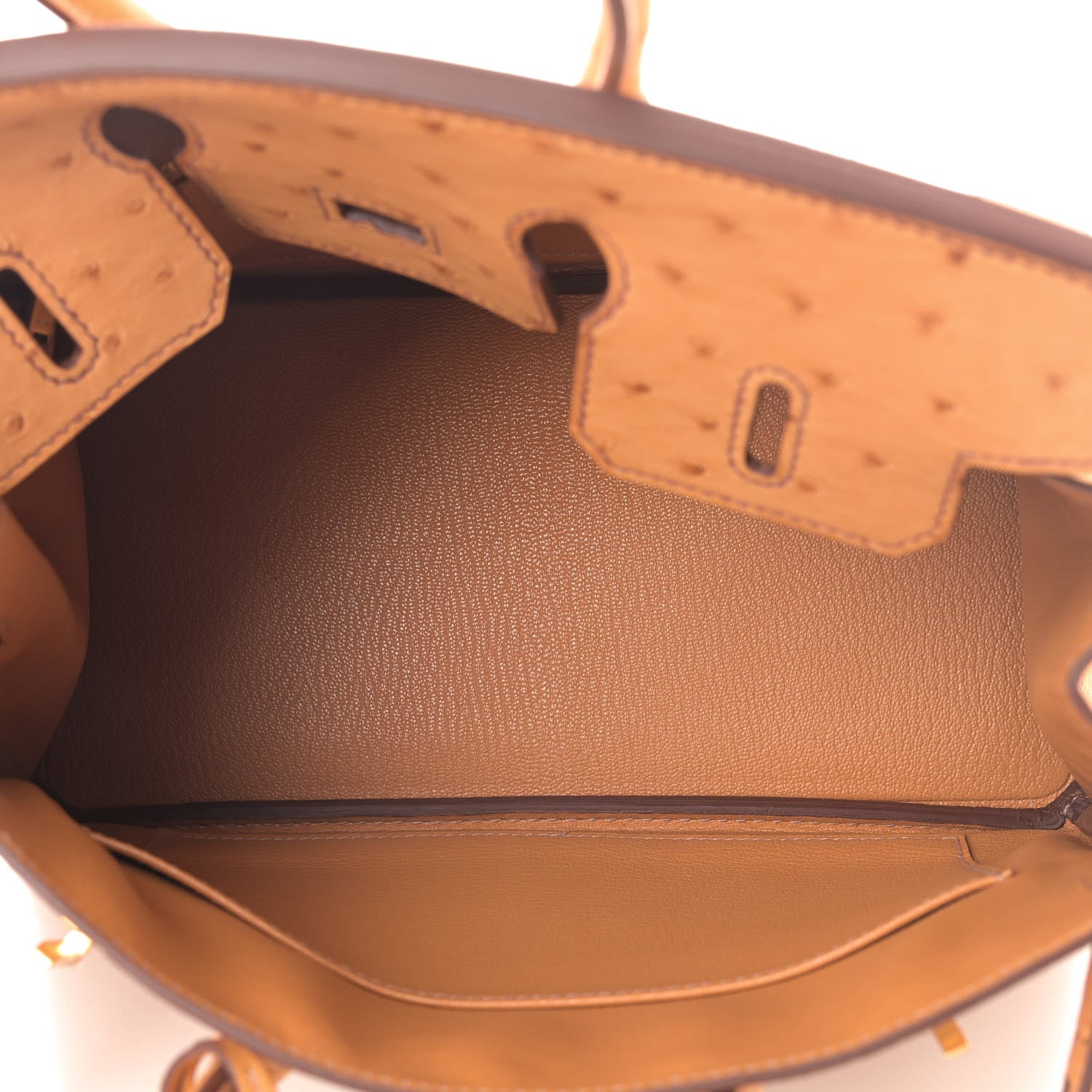 Hermes Ostrich Horseshoe Birkin 25 Saffron 4 of 10