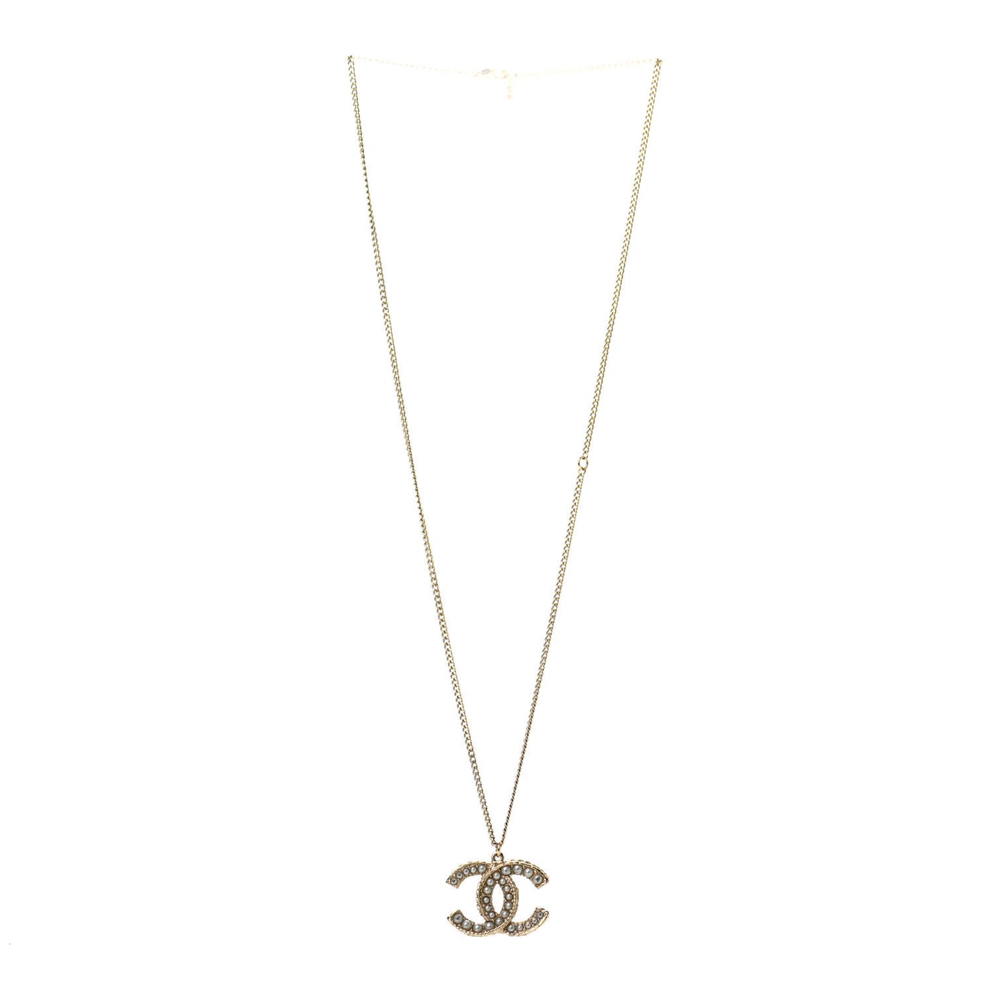 Pearl CC Pendant Necklace Gold