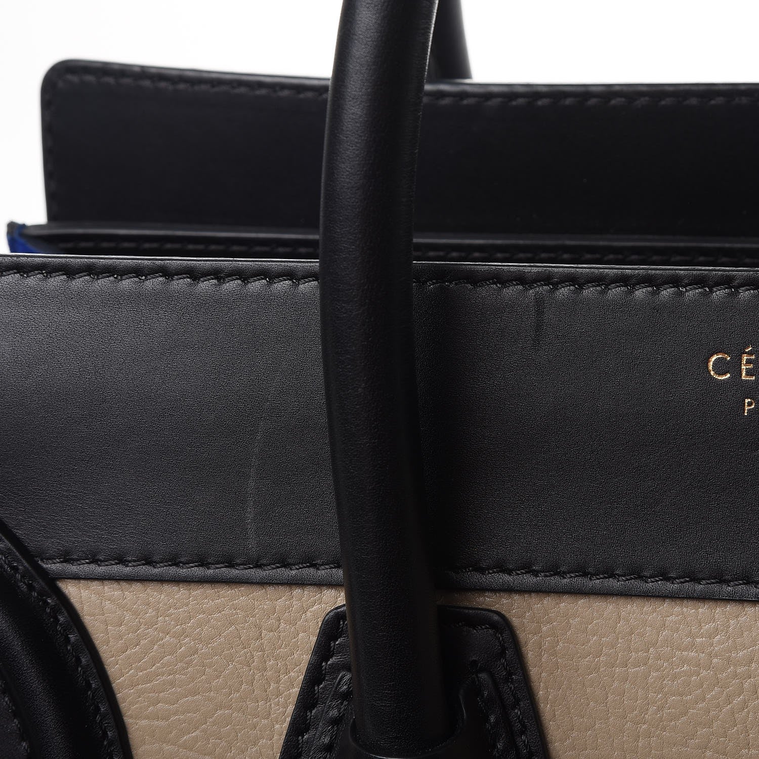 Celine Elephant Calfskin Suede Mini Tri-Color Luggage Sand 11 of 12