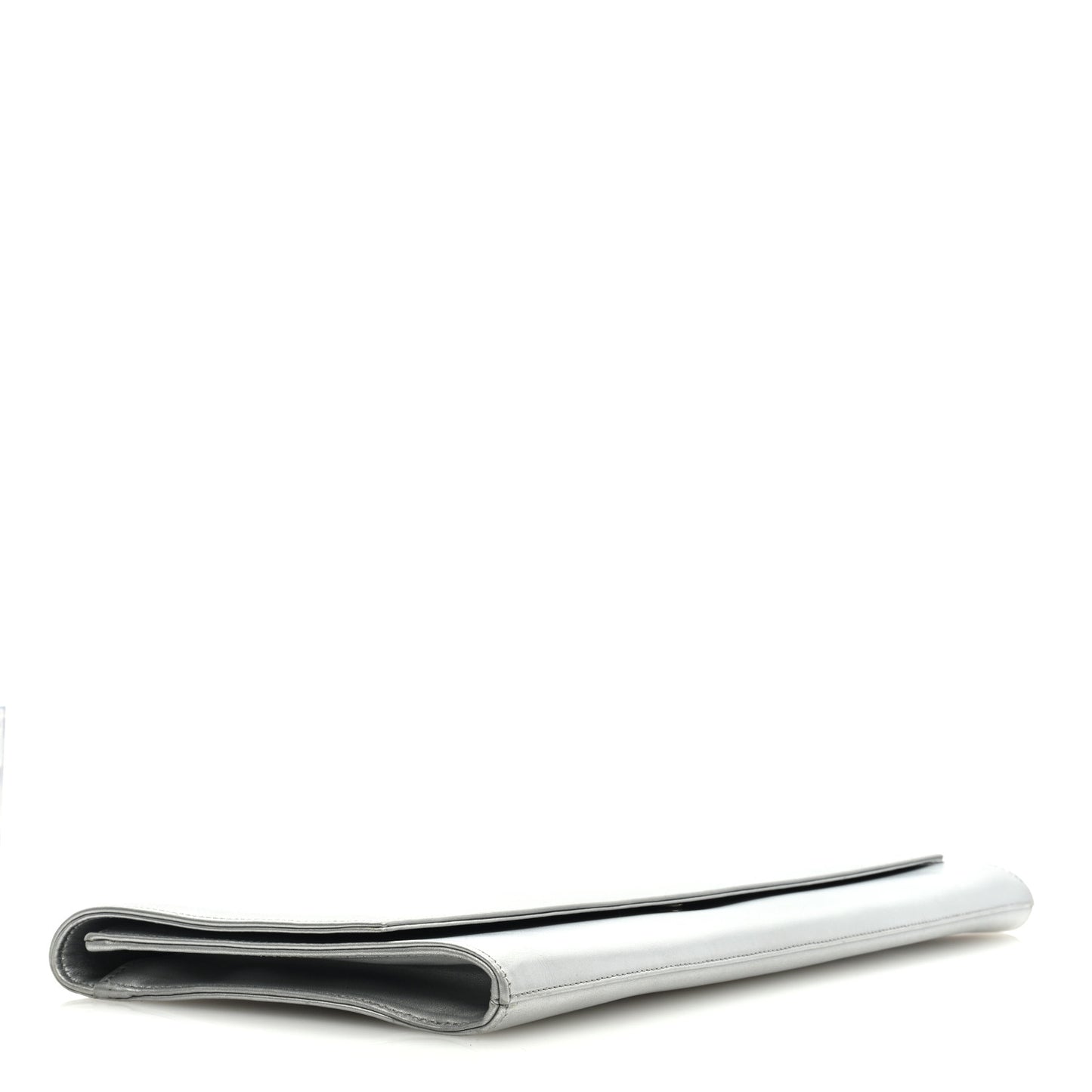 Metallic Calfskin Diagonal Clutch Silver