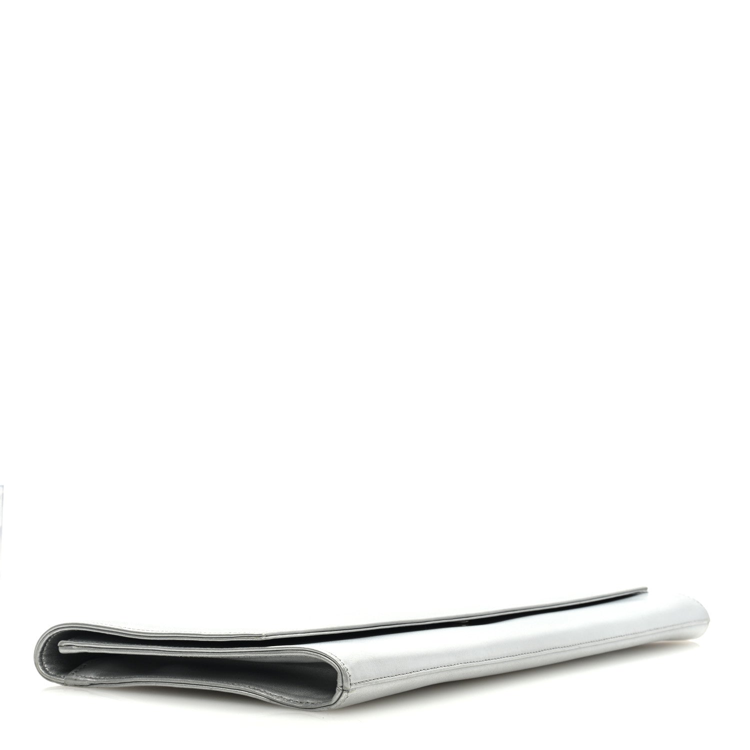Saint Laurent Metallic Calfskin Diagonal Clutch Silver 4 of 7