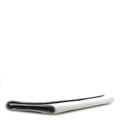 Saint Laurent Metallic Calfskin Diagonal Clutch Silver 4 of 7